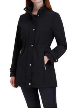Nautica Size S Soft Shell Hooded Jacket Black Fleece Lined Water Resistant